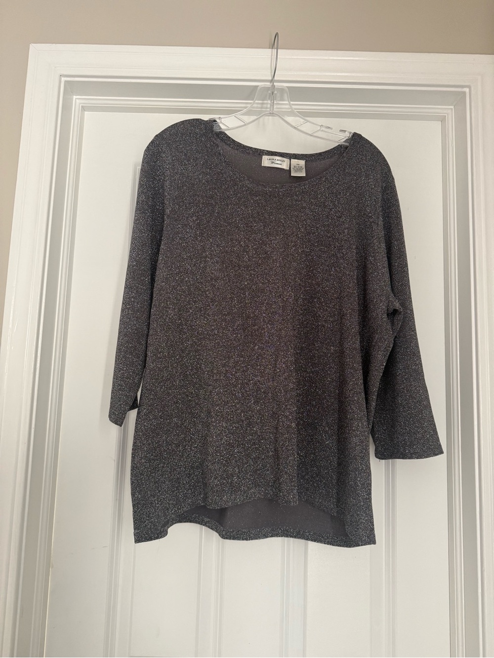 Metallic Sparkly Heathered Black 3/4 Sleeve Sweater Size 2X